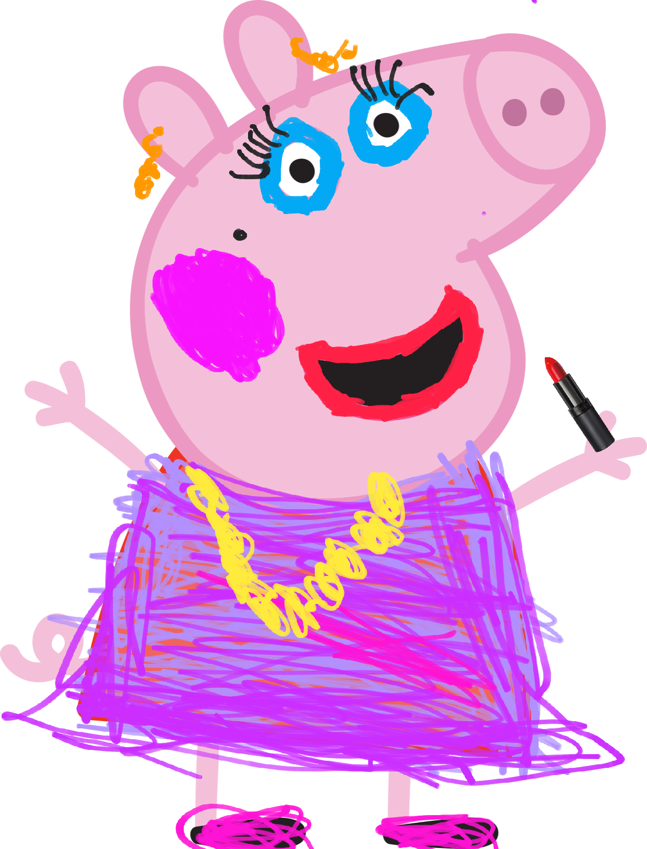 Peppa In Her Makeover - Cartoon (1260x1654), Png Download