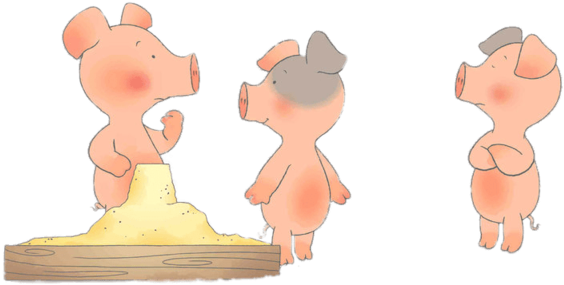 Wibbly Pig And Two Friends Near The Sandpit - Cartoon (800x470), Png Download