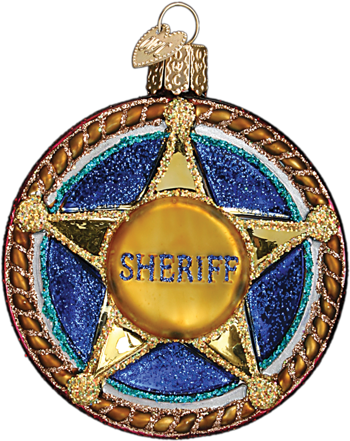 Old World Christmas Sheriff Badge Glass Ornament, Owc-old - Sheriff Christmas (1000x1000), Png Download