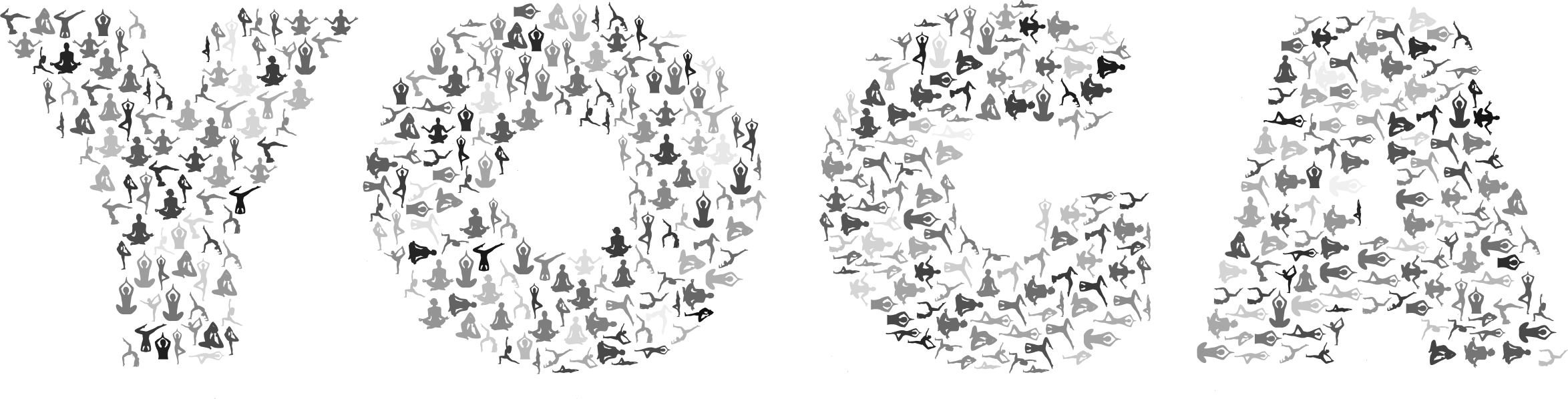 This Free Icons Png Design Of Yoga Typography Grayscale (2348x598), Png Download