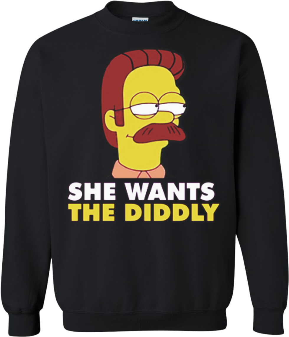 Ned Flanders She Wants The Diddly T-shirt - Funny Trump Christmas Sweater (1155x1155), Png Download
