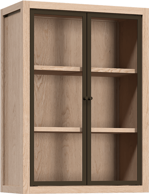 Coquo Radix White Oak Solid Wood Modular 2 Glass Doors - Pensile Vetro E Metallo (1112x1350), Png Download