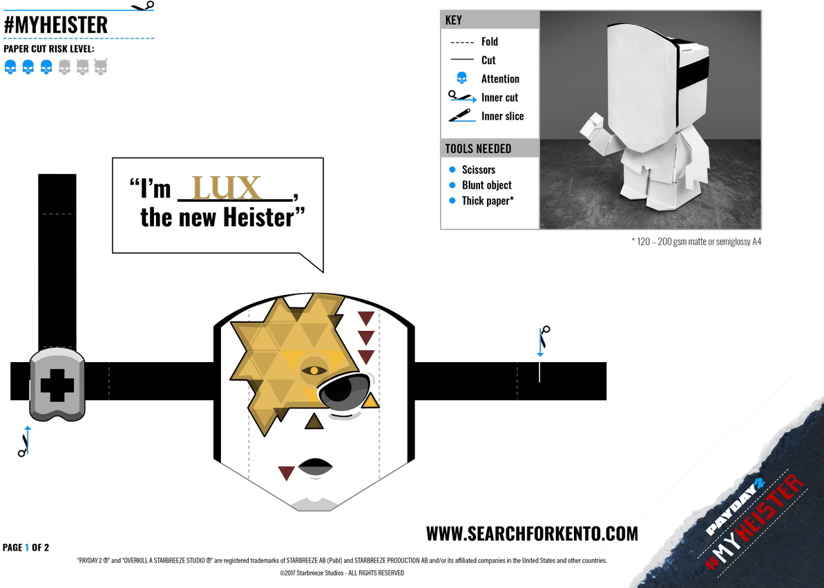Fold Your Own Paperheister - Payday 2 #myheister Winner (1200x850), Png Download