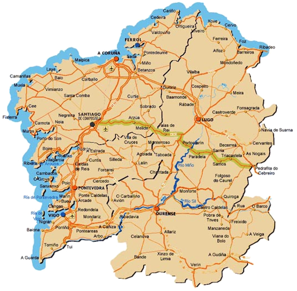 Mapa De Galicia Carreteras 2016 (1000x964), Png Download