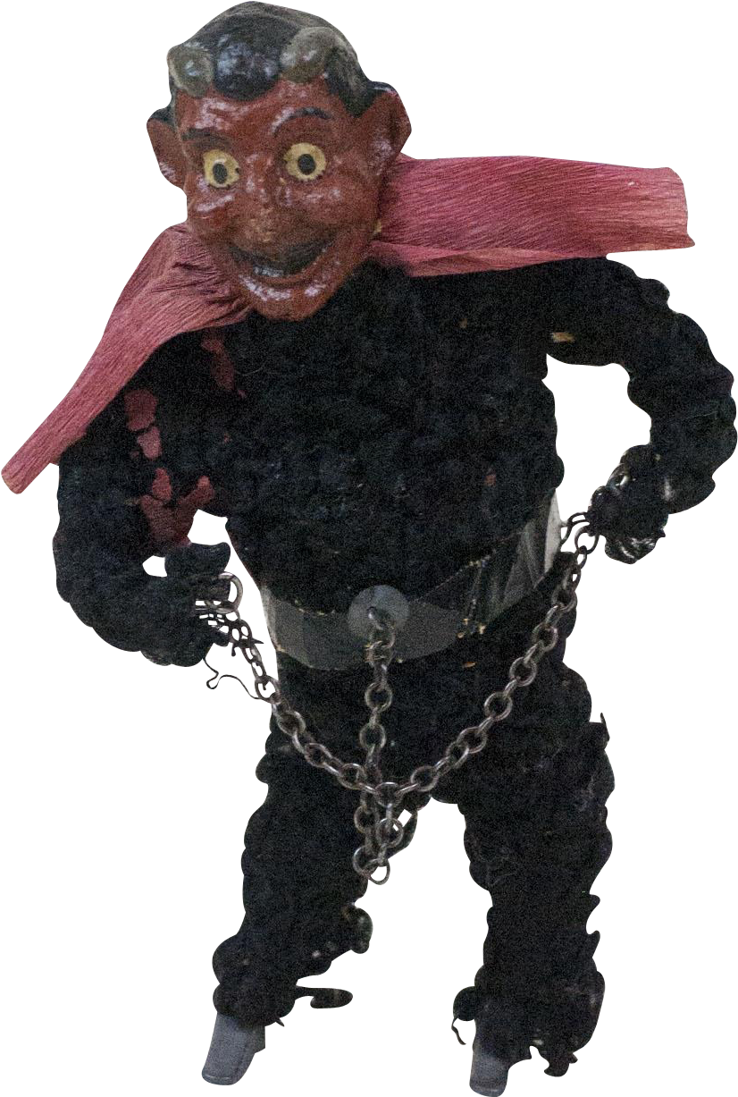 Rare 1910s Antique German Wind-up Christmas Krampus - Mask (1226x1226), Png Download