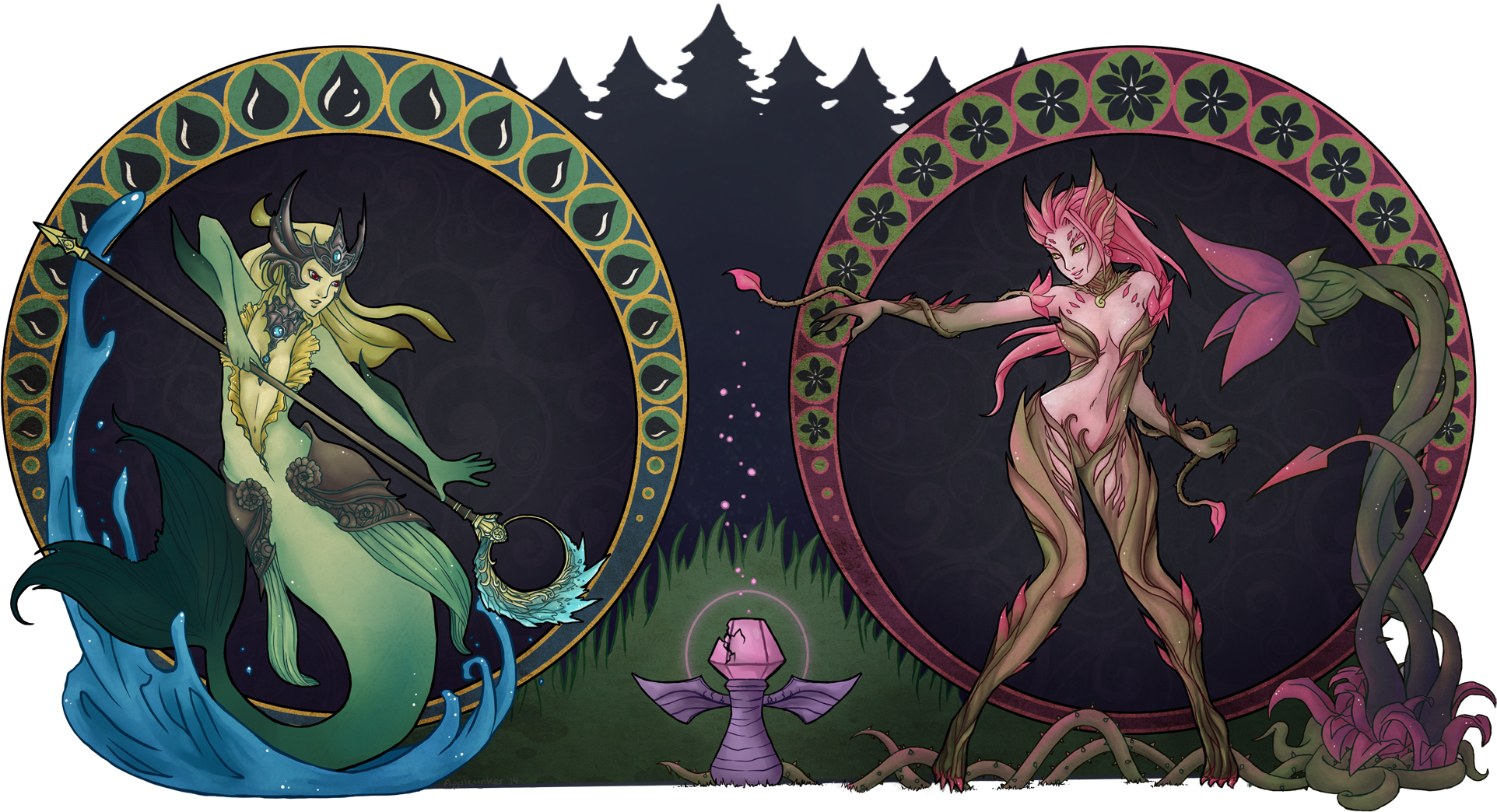 Nami Vs Zyra - Nami And Zyra (2000x1093), Png Download