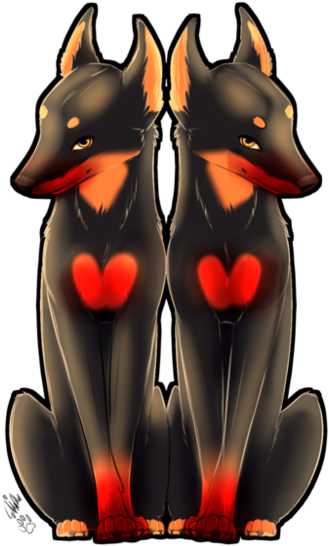 Doberman Sisters By Ukesasu-d71qcj3 - Illustration (999x799), Png Download