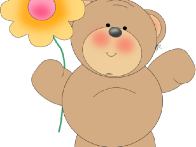 Bear With Flower (640x480), Png Download