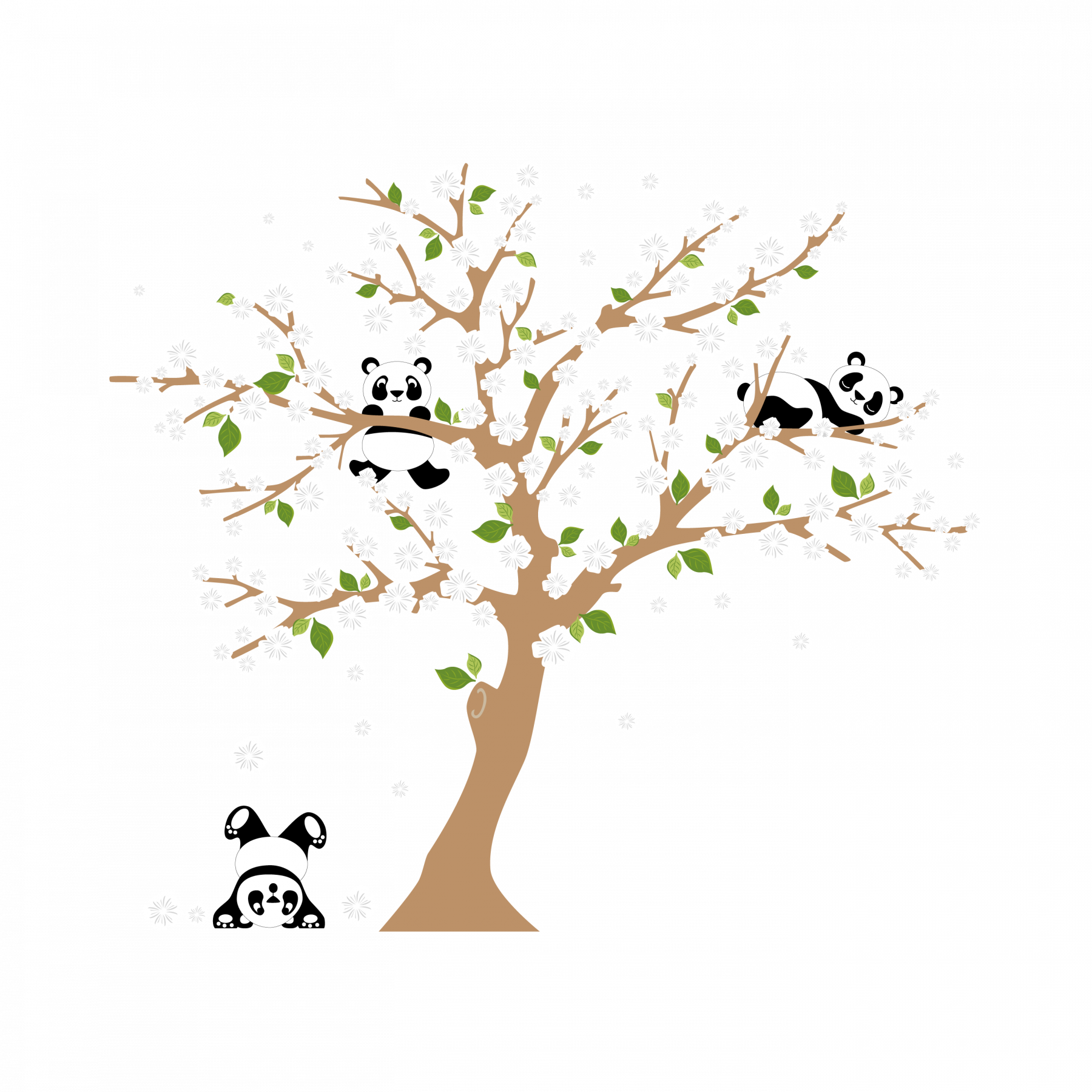 Molduras Infantis - Adesivo De Parede Panda (1800x1800), Png Download
