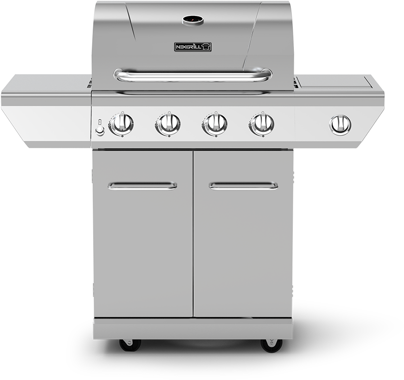 4-burner Propane Gas Grill With Stainless Steel Side - Barbecue Grill (1000x1000), Png Download