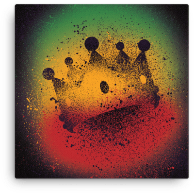 Kings Crown Green Gold Red Sprayed Stencil Art Canvas - Painting (600x600), Png Download