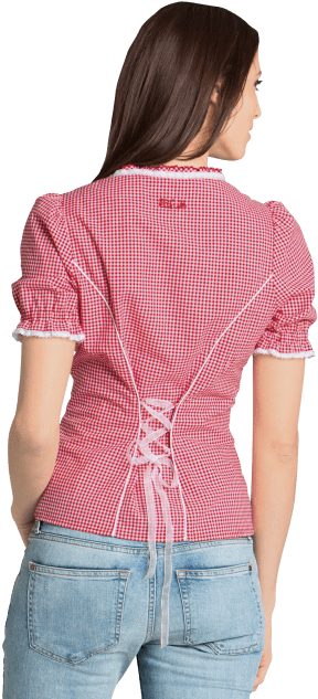 Traditional Blouse Checked Lady - Cardigan (660x660), Png Download