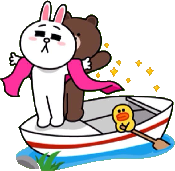 Line Stickers Brown And Cony (568x556), Png Download