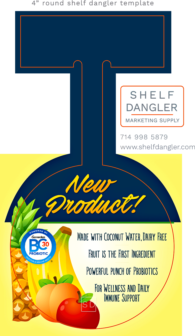 Shelf Dangler Prepress With Template Over Artwork - Natural Foods (800x1373), Png Download