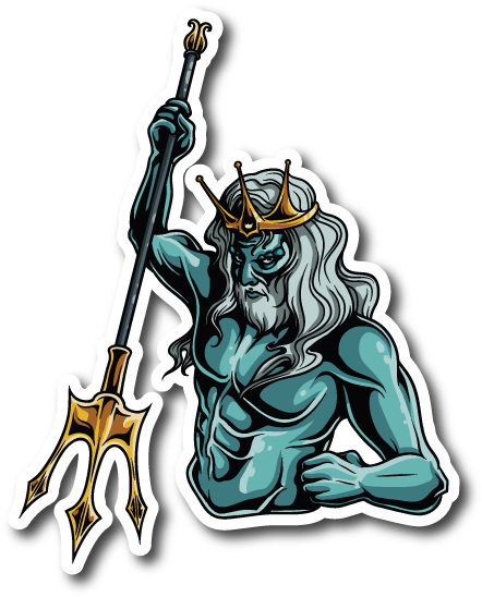 Greek God Poseidon Sticker - Poseidon Decals (600x600), Png Download