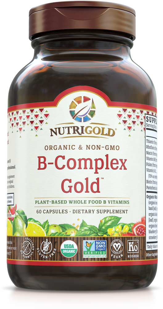 Nutrigold Vitamin B Complex, Plant Based, Whole Food - Nutrigold Vitamin D3 Gold (529x1000), Png Download