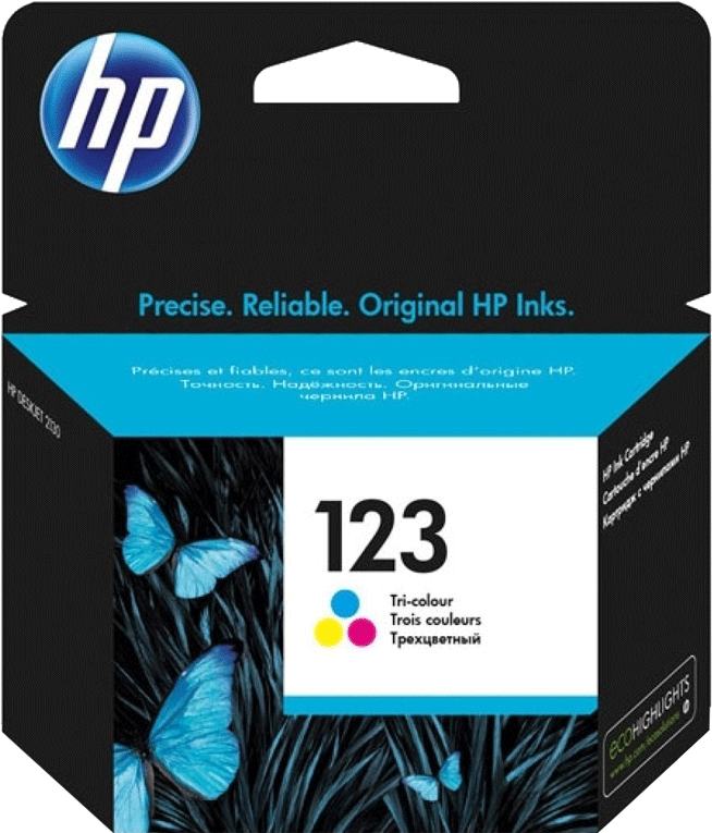 Hp Ink Cartridge 123 Tri Color - Hp Ink 123 Black (1080x810), Png Download