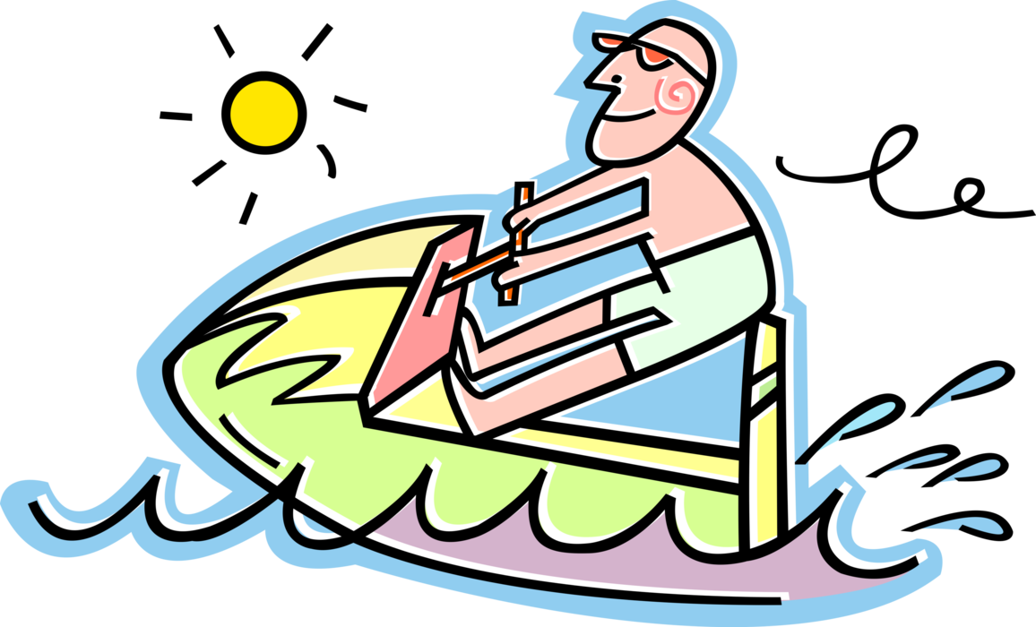 Vector Illustration Of Personal Watercraft Water Sports - Jet Ski Clip Art (1156x700), Png Download
