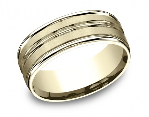 Broad Wedding Band - Wedding Ring Two Tone (600x600), Png Download