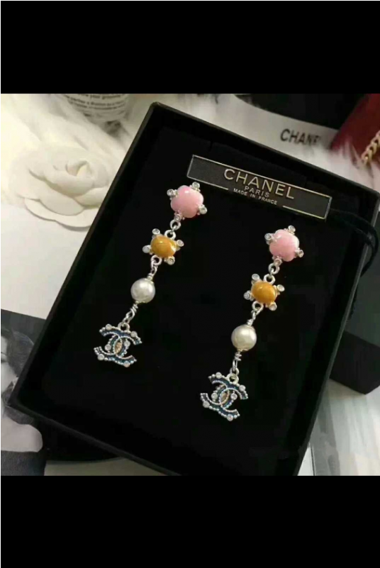 Ch@nel Color Drops Pearl Tassel Stud Earrings New S925 - Earrings (800x800), Png Download