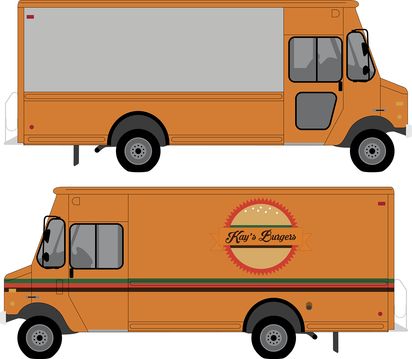 Kay's Burgers Truck & Packing Mock-ups - Food Truck Design (1400x1222), Png Download