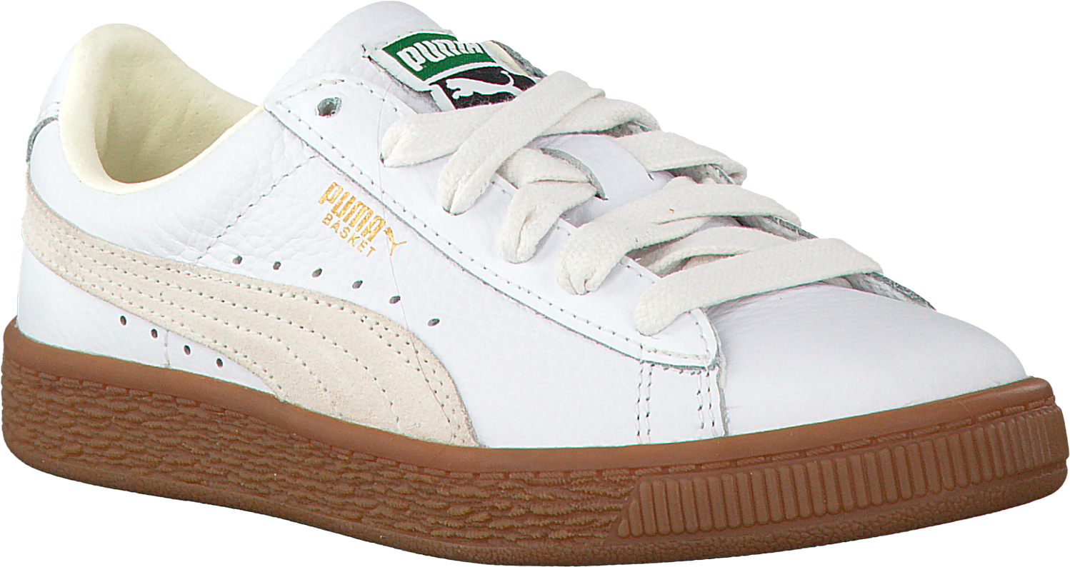 White Puma Sneakers Basket Classic Gum Deluxe Ps - Sneakers (1500x809), Png Download