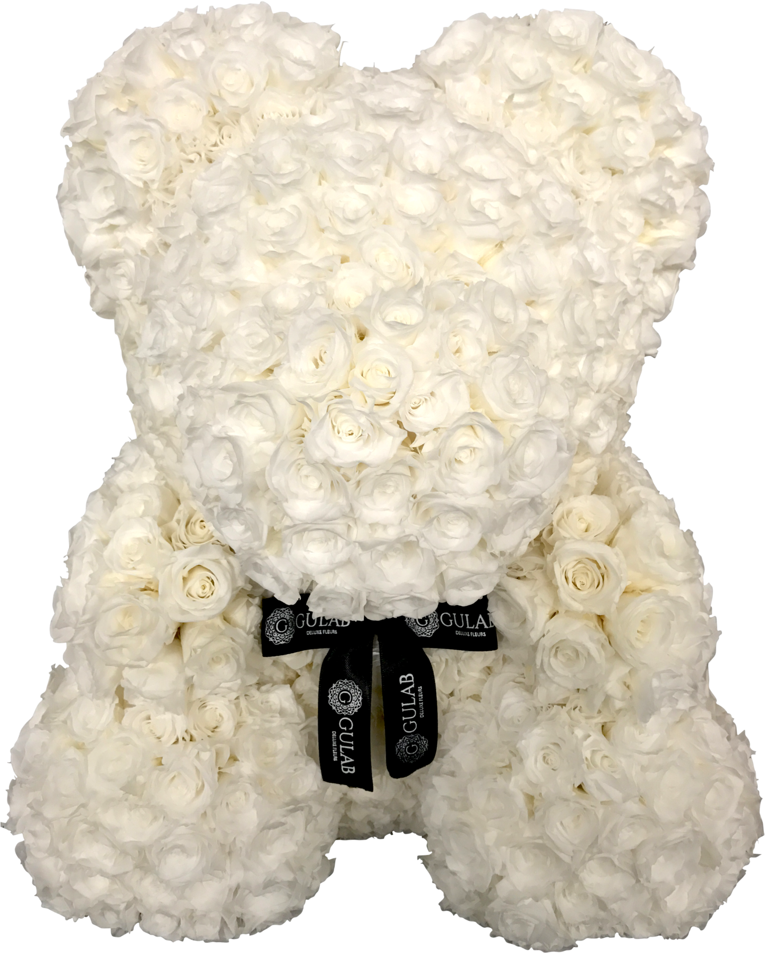 12 Inches Tall Preserved Luxe White Rose Bear - White Rose Bear (1600x2133), Png Download