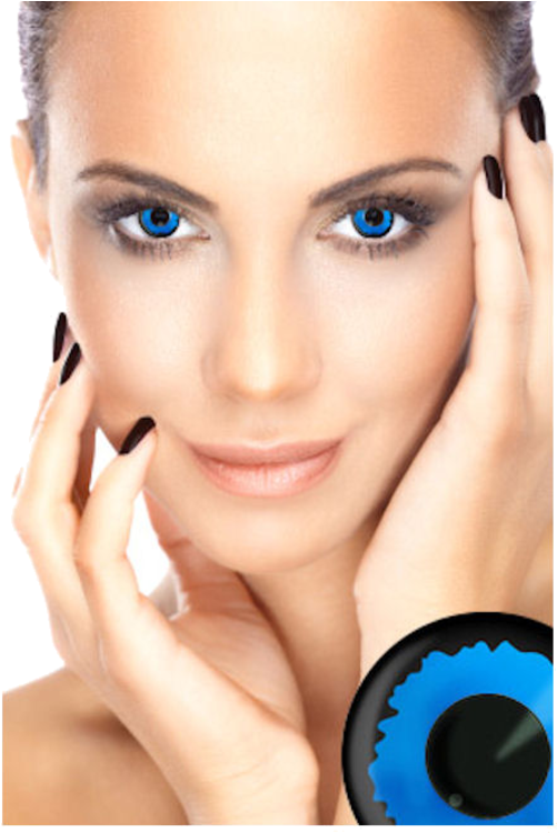 Blue Elf Contact Lenses - People With White Contacts (500x793), Png Download