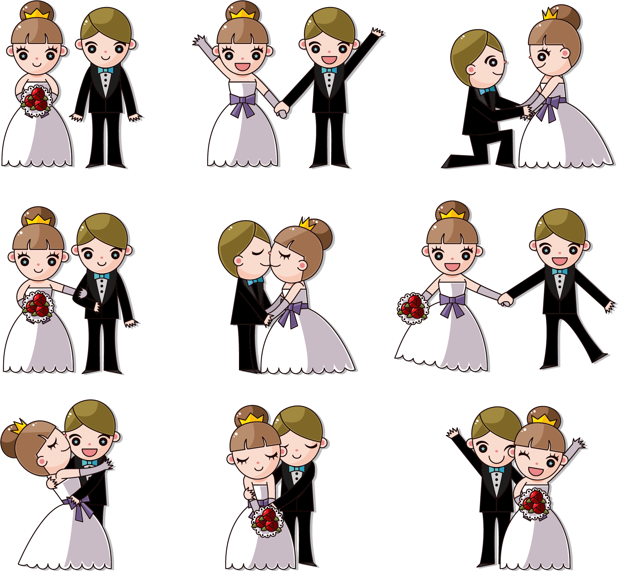 Wedding Invitation Cartoon Clip Art - Cartoon Wedding Vector (2025x1873), Png Download