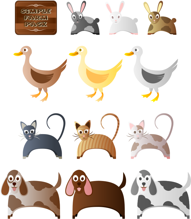Free Simple Farm Animals - Farm Animals 2 (687x800), Png Download