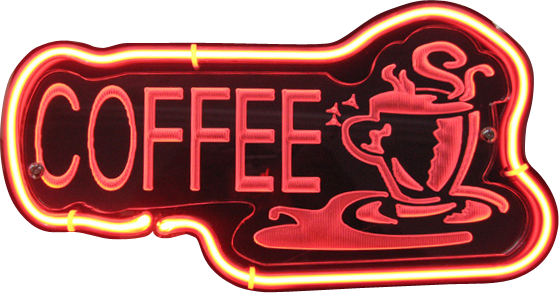 Coffee 3d Neon Sign - Coffee Neon Sign Png (559x293), Png Download