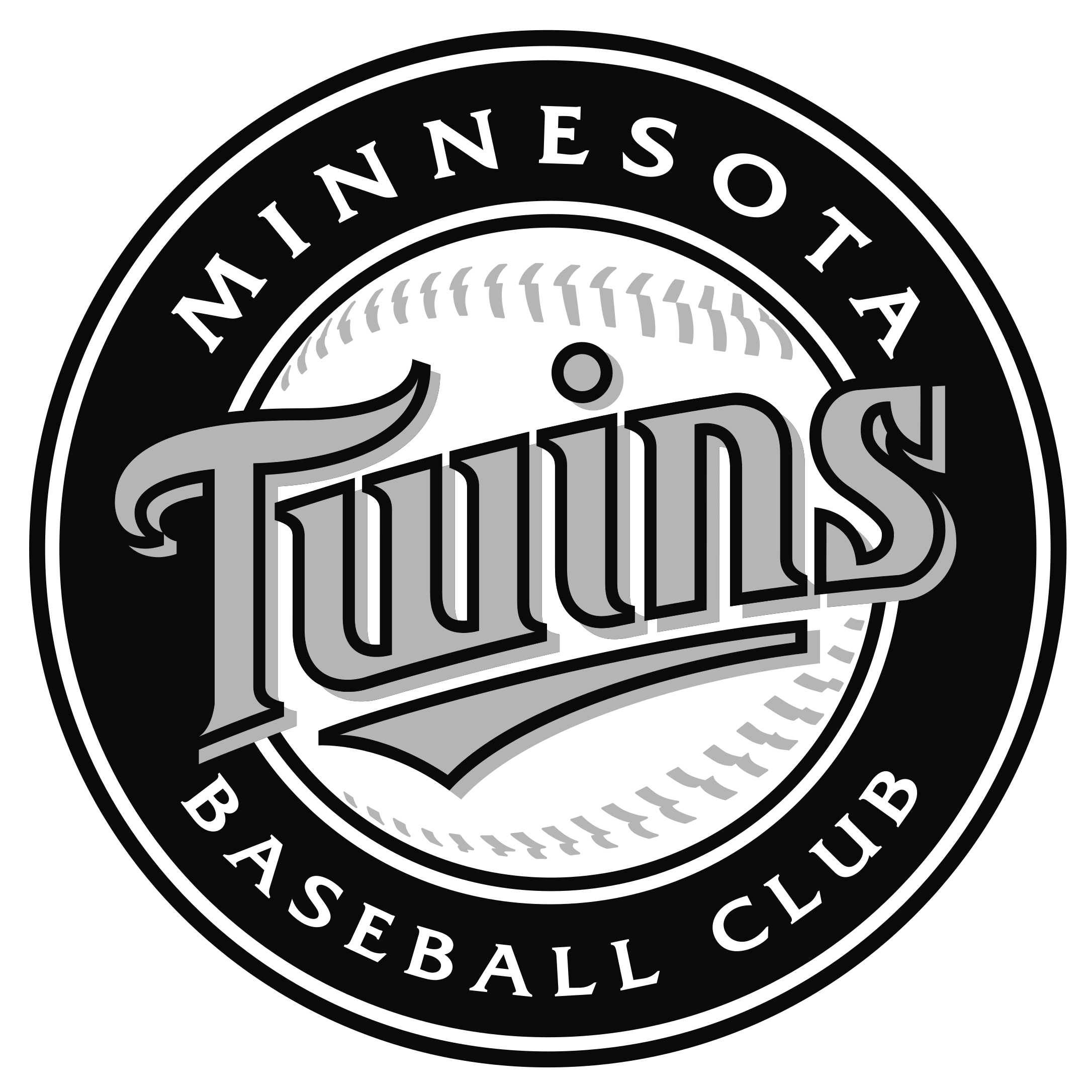 Minnesota Twins Logo Black And White - Minnesota Twins Black And White (2400x2400), Png Download