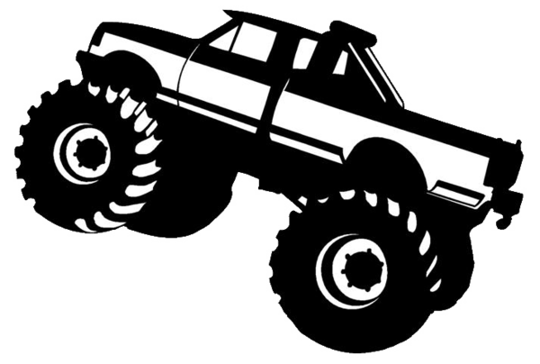 Vector Pickup - Monster Truck Silhouette Png (600x404), Png Download