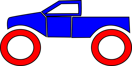 Vector Pickup - Blue Monster Truck Clip Art (500x251), Png Download