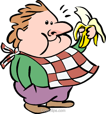 Man Eating A Banana Royalty Free Vector - Eating Banana Cartoon Png (447x480), Png Download