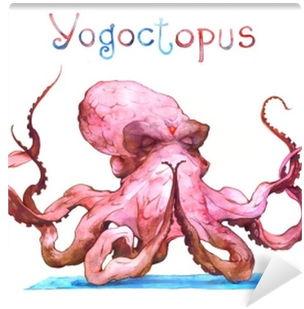 Watercolor Illustration Of A Meditation Octopus Wall - Illustration (400x400), Png Download