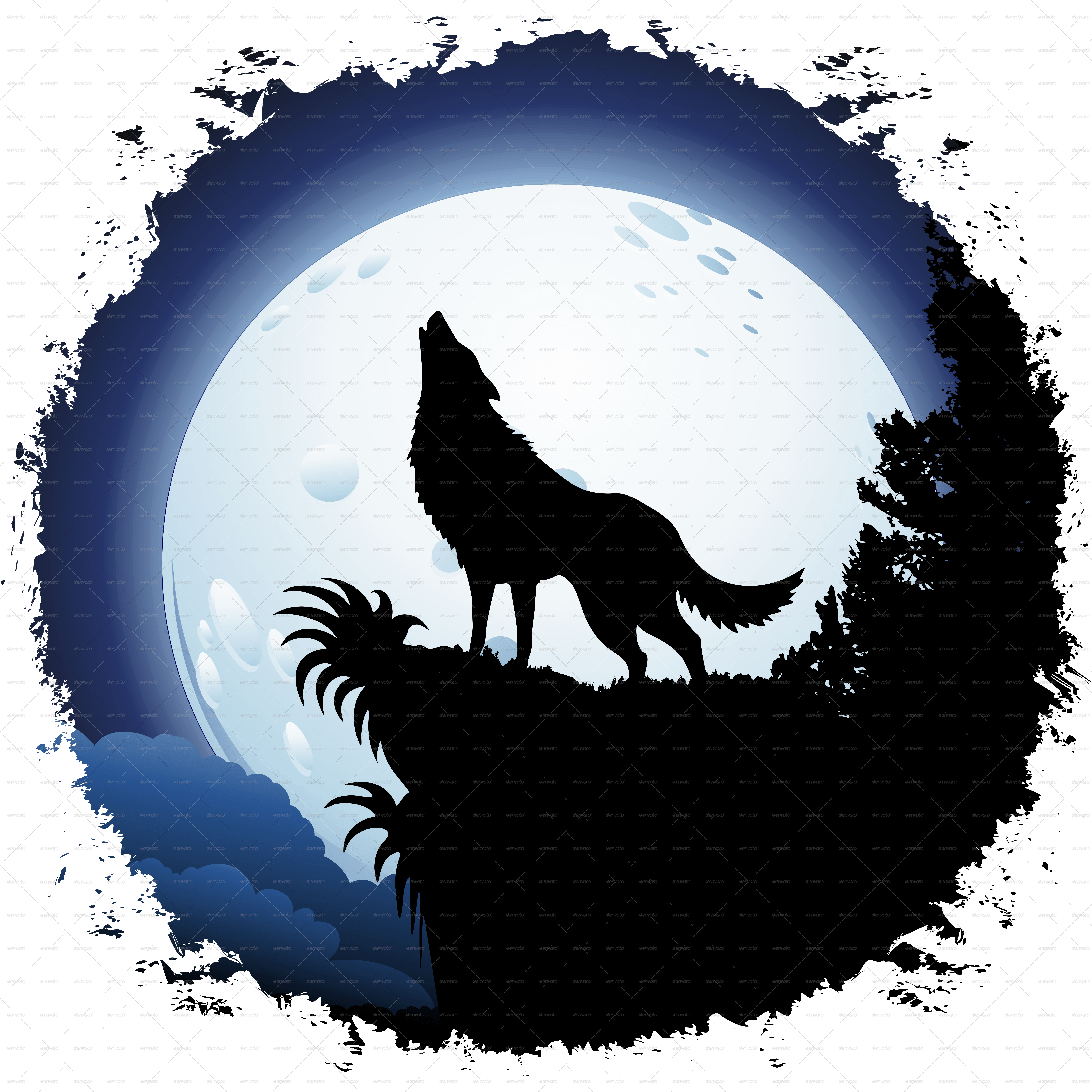Wolf Howling Png (6500x6500), Png Download