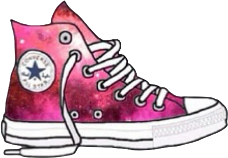 Galaxy Converse, Tumblr Drawings, Cool Drawings, Tumblr - Pink Converse Cartoon (640x640), Png Download