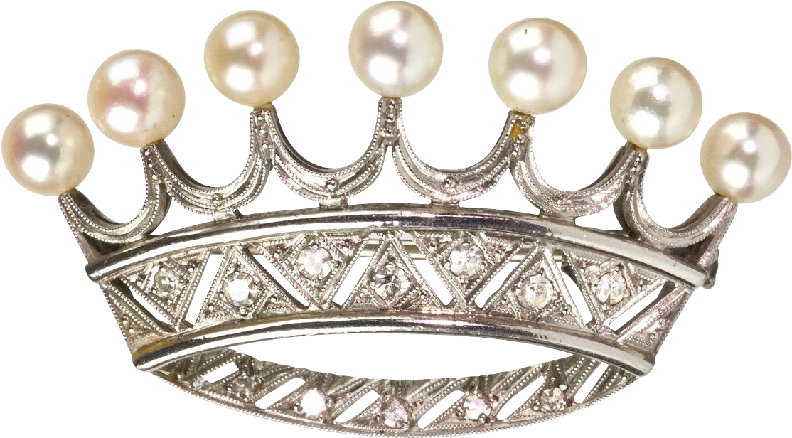 Vector Free Stunning Vintage French Platinum Diamond - Pearl Crown Png (1113x1113), Png Download