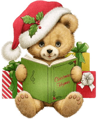 Christmas Bear With Book Transparent Png Clipart - Christmas Teddy Bear Clipart (347x415), Png Download