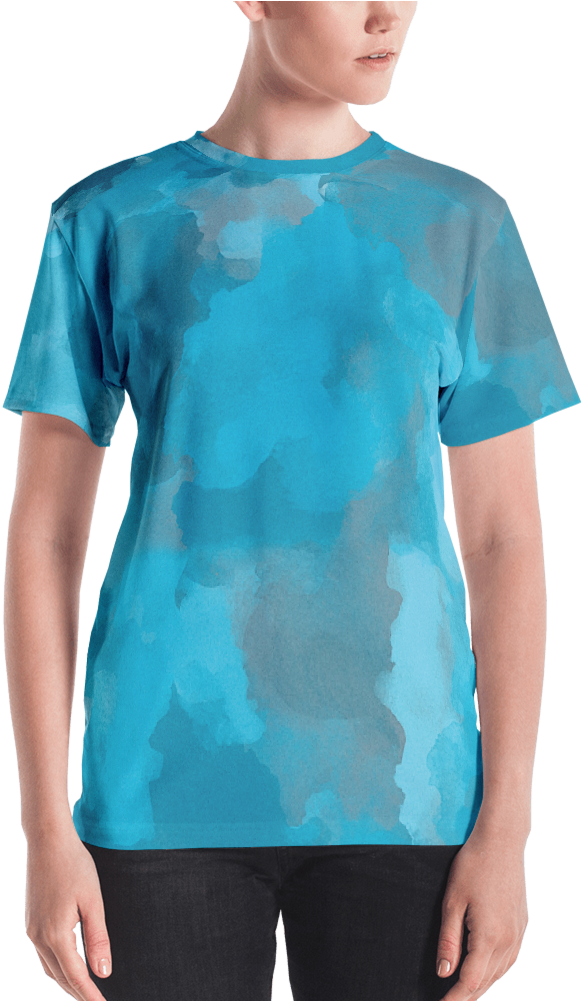 Aqua Watercolor Women's T Shirt T Shirt Zazuze - T-shirt (1000x1000), Png Download