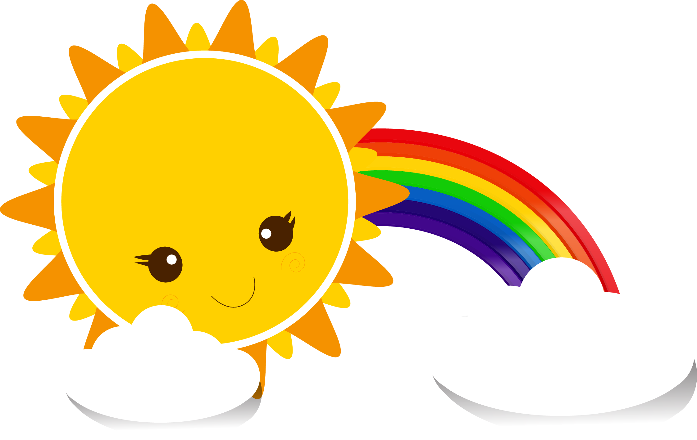 Sky Cartoon Yellow - Arcoiris Y Sol Png (2244x1418), Png Download