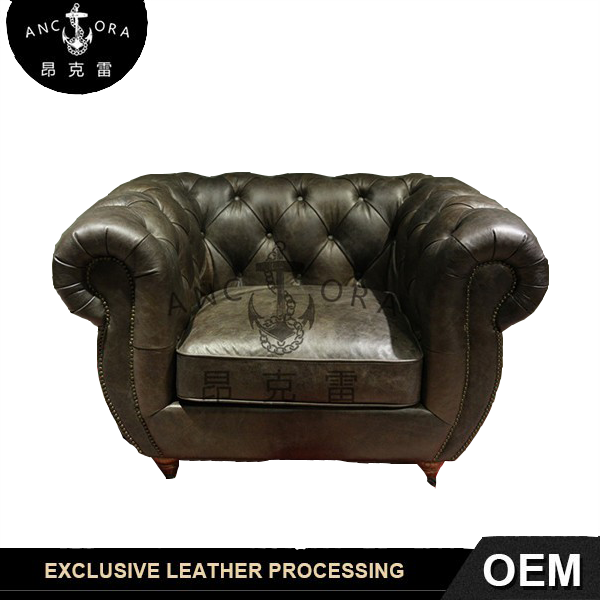 Living Room Furniture Rolled Arm Single Sofa Chair - Divano In Cuoio Invecchiato (600x600), Png Download