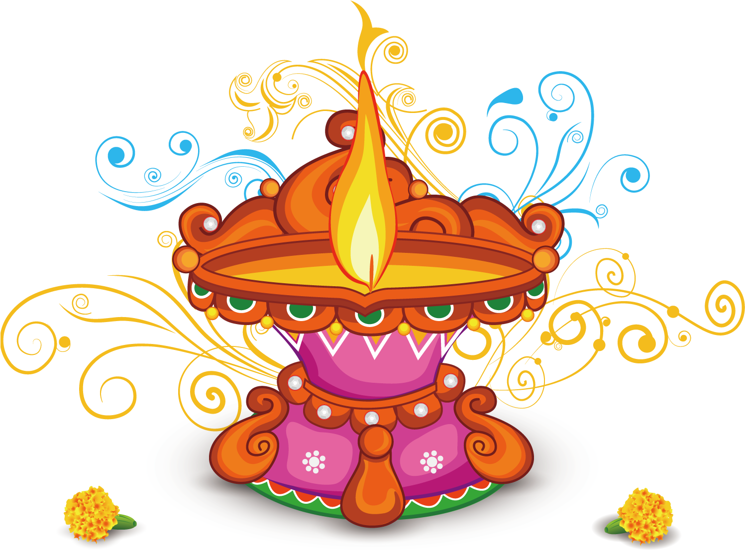 Indian Light Lamp Oil Diwali Free Transparent Image - Indian Festival Elements Png (1500x1500), Png Download