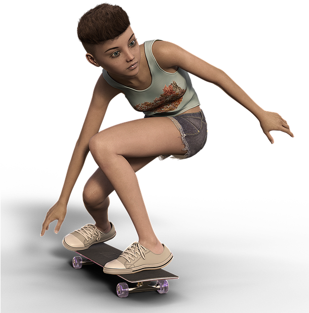 Teenager With Skateboard (609x640), Png Download