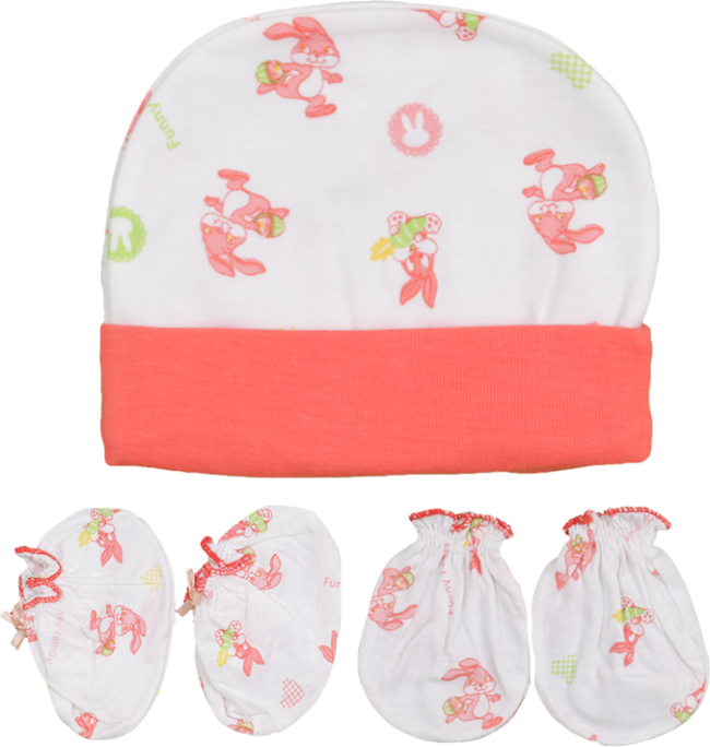 Baby Bubble Baby Cap Set Rabbit Orange - Beanie (650x684), Png Download