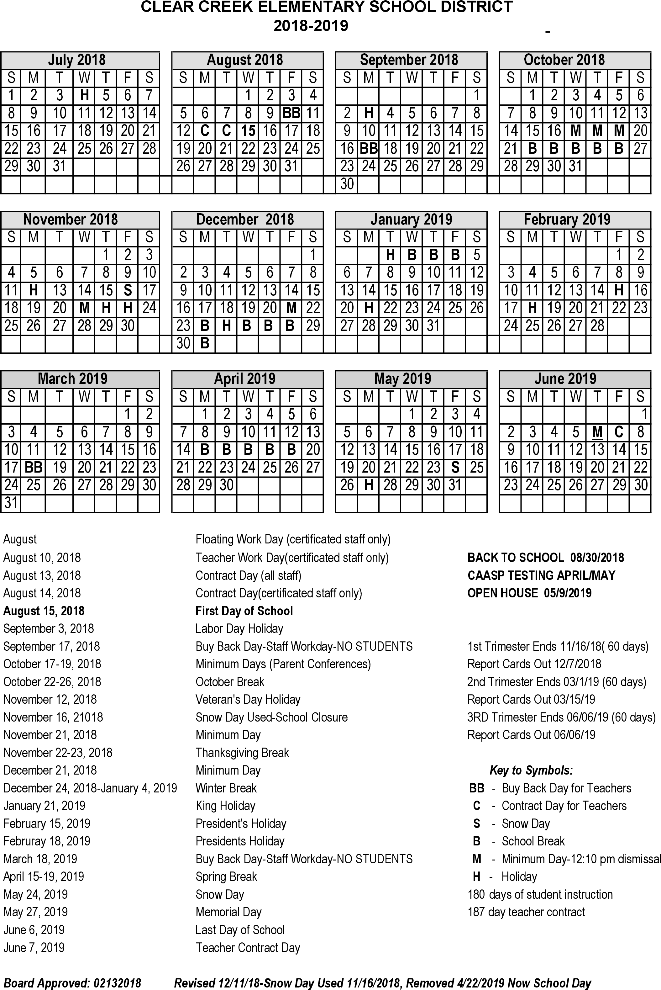 Calendar 2018-2019 - Document (2550x3300), Png Download