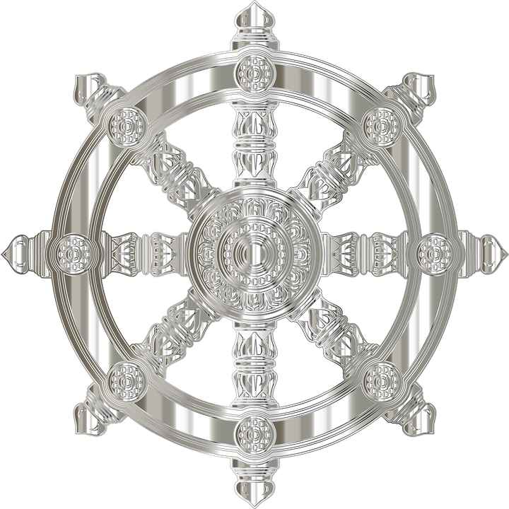 Ornate, Decorative, Dharma, Wheel, Buddhism, Buddha - Clip Art Dharmachakra (720x720), Png Download