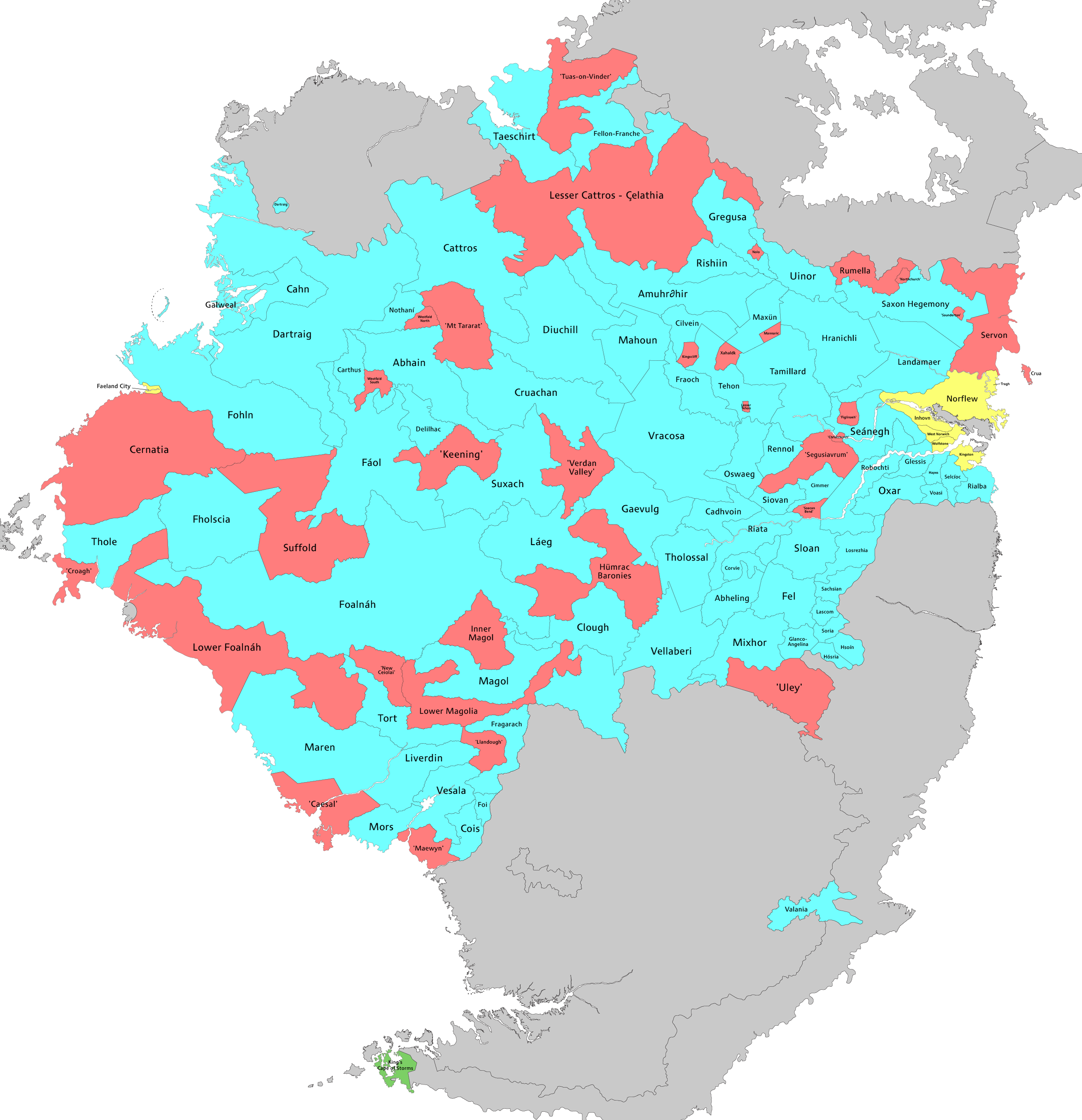 Faeland Valania Ríocht Fíl Admin Divisions - Atlas (2500x2589), Png Download