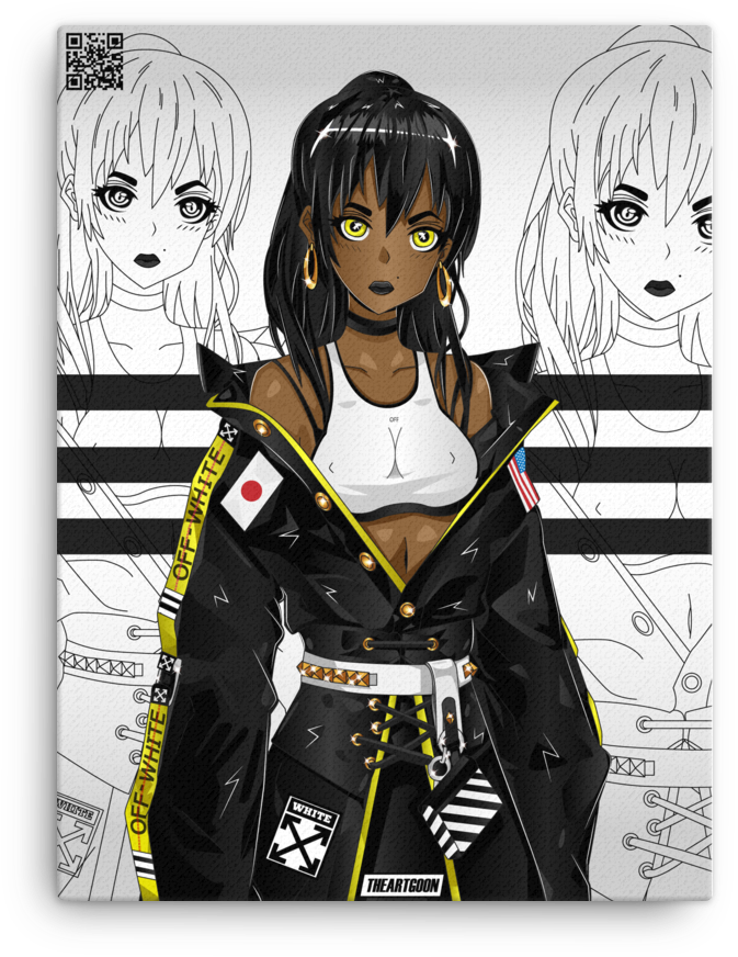 Off-white Anime - Off White Anime Girl (1000x1000), Png Download